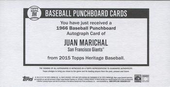 2015 Topps Heritage - 1966 Oversized Punchboards Box Loader Autographs #66PA-JM Juan Marichal Back