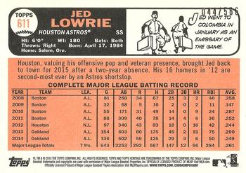 2015 Topps Heritage - Chrome Refractor #611 Jed Lowrie Back