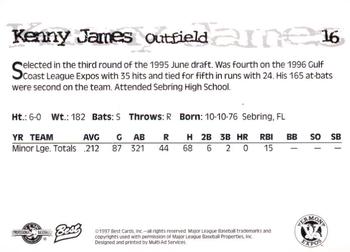 1997 Best Vermont Expos #16 Kenny James Back