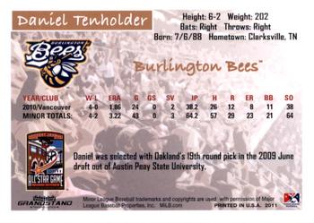 2011 Grandstand Midwest League All-Stars West Division #NNO Daniel Tenholder Back