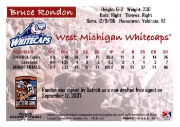 2011 Grandstand Midwest League All-Stars East Division #NNO Bruce Rondon Back