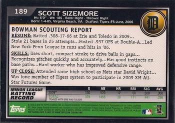 2010 Bowman Chrome #189 Scott Sizemore  Back