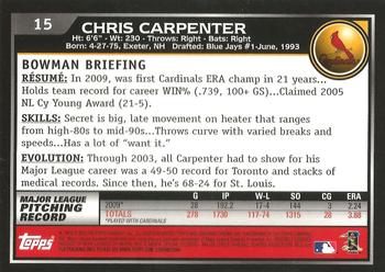2010 Bowman Chrome #15 Chris Carpenter  Back