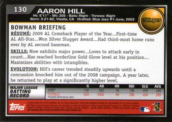 2010 Bowman Chrome #130 Aaron Hill  Back