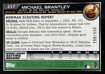 2010 Bowman Chrome #217 Michael Brantley  Back