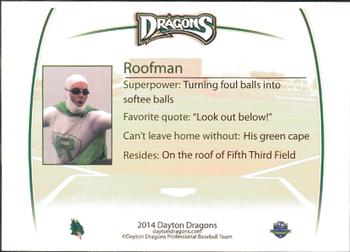 2014 Dayton Dragons Team Issue #32 Roofman Back