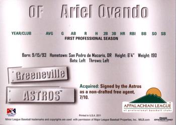 2011 Grandstand Appalachian League Top Prospects #NNO Ariel Ovando Back