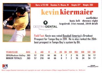 2011 Grandstand Bowling Green Hot Rods #NNO Kevin Kiermaier Back
