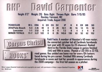 2011 Grandstand Corpus Christi Hooks #NNO David Carpenter Back