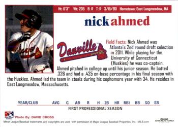 2011 Grandstand Danville Braves #NNO Nick Ahmed Back