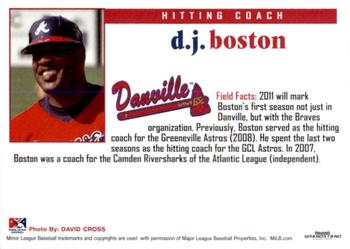 2011 Grandstand Danville Braves #NNO D.J. Boston Back