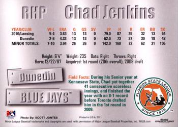2011 Grandstand Florida State League Top Prospects #NNO Chad Jenkins Back