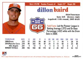 2011 Grandstand Inland Empire 66ers #NNO Dillon Baird Back