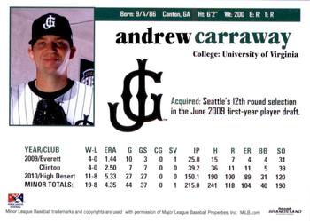 2011 Grandstand Jackson Generals #NNO Andrew Carraway Back