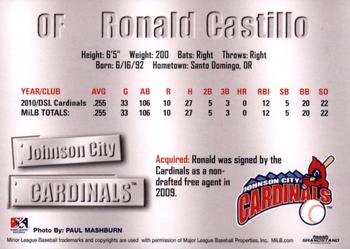 2011 Grandstand Johnson City Cardinals #NNO Ronald Castillo Back