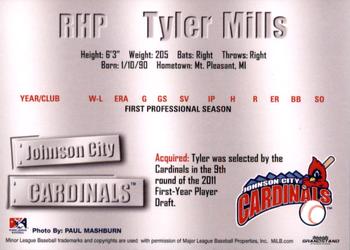 2011 Grandstand Johnson City Cardinals #NNO Tyler Mills Back