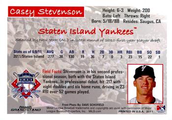 2011 Grandstand New York-Penn League All-Stars American League #NNO Casey Stevenson Back