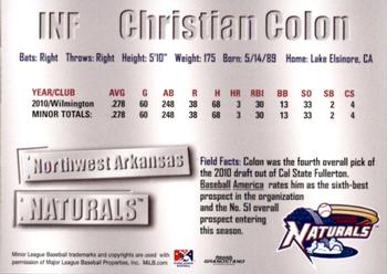 2011 Grandstand Northwest Arkansas Naturals #NNO Christian Colon Back