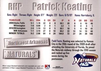 2011 Grandstand Northwest Arkansas Naturals #NNO Patrick Keating Back