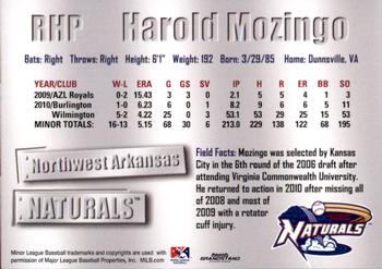 2011 Grandstand Northwest Arkansas Naturals #NNO Harold Mozingo Back