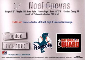 2011 Grandstand Ogden Raptors #NNO Noel Cuevas Back