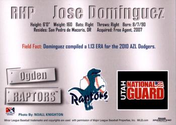 2011 Grandstand Ogden Raptors #NNO Jose Dominguez Back