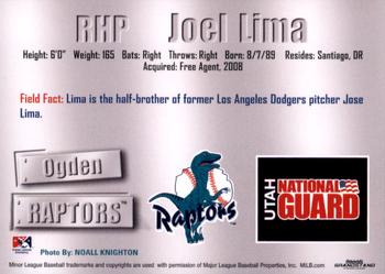 2011 Grandstand Ogden Raptors #NNO Joel Lima Back