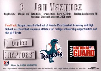2011 Grandstand Ogden Raptors #NNO Jan Vazquez Back