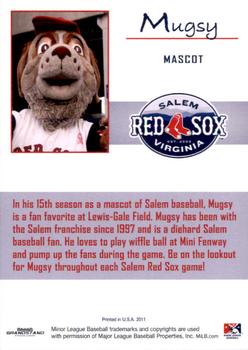 2011 Grandstand Salem Red Sox #NNO Mugsy Back