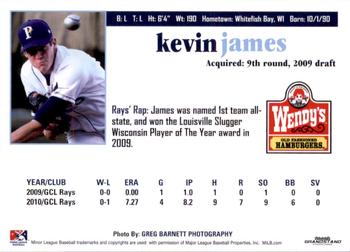 2011 Grandstand Princeton Rays #NNO Kevin James Back