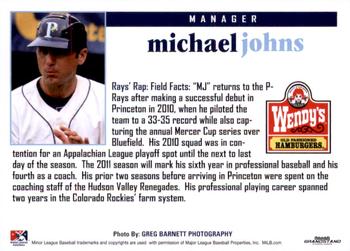 2011 Grandstand Princeton Rays #NNO Michael Johns Back