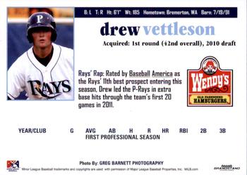 2011 Grandstand Princeton Rays #NNO Drew Vettleson Back