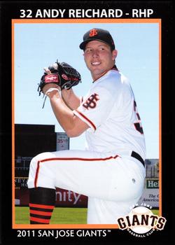 2011 Grandstand San Jose Giants #20 Andy Reichard Front
