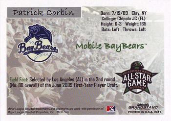 2011 Grandstand Southern League All-Stars South Division #NNO Patrick Corbin Back