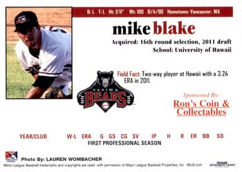 2011 Grandstand Yakima Bears #NNO Mike Blake Back