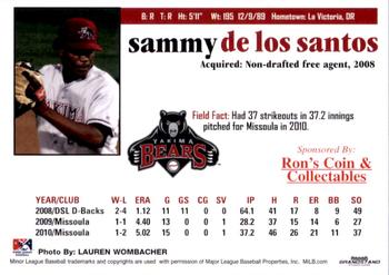 2011 Grandstand Yakima Bears #NNO Sammy De Los Santos Back