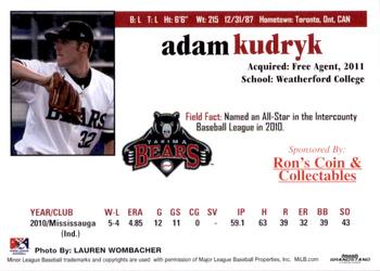 2011 Grandstand Yakima Bears #NNO Adam Kudryk Back