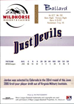 2011 Grandstand Tri-City Dust Devils #NNO Jordan Ballard Back