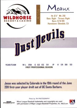 2011 Grandstand Tri-City Dust Devils #NNO Jesse Meaux Back
