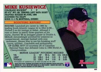 1996 Bowman - Foil #113 Mike Kusiewicz Back