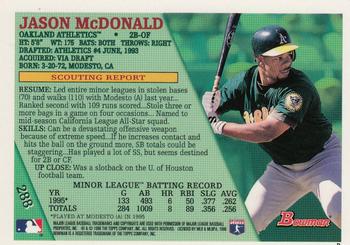 1996 Bowman - Foil #288 Jason McDonald Back