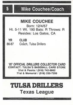 1987 Tulsa Drillers #5 Mike Couchee Back