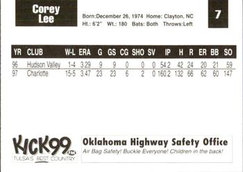 1998 Tulsa Drillers #7 Corey Lee Back