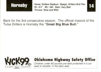 1998 Tulsa Drillers #14 Hornsby The Bull Back