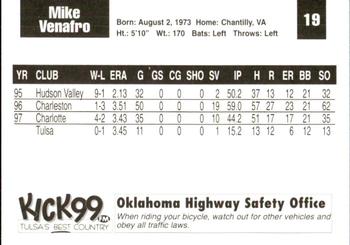1998 Tulsa Drillers #19 Mike Venafro Back