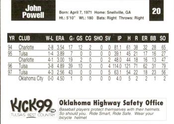 1998 Tulsa Drillers #20 John Powell Back