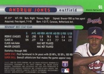 1996 Bowman's Best - Atomic Refractors #91 Andruw Jones Back