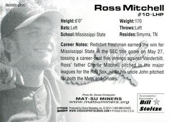 2012 Choice Mat-Su Miners #21 Ross Mitchell Back