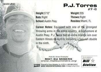 2012 Choice Mat-Su Miners #25 P.J. Torres Back