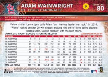 2015 Topps - Purple #80 Adam Wainwright Back